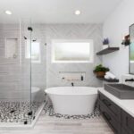 Bathroom remodel with walk-in shower